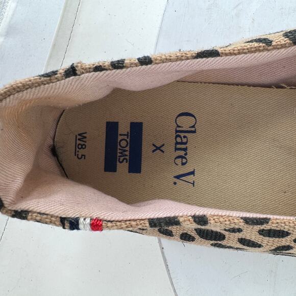 Toms X Clare V. Espadrille Flats Leopard Heritage Canvas Brown Womens Size 8.5 - Picture 5 of 8